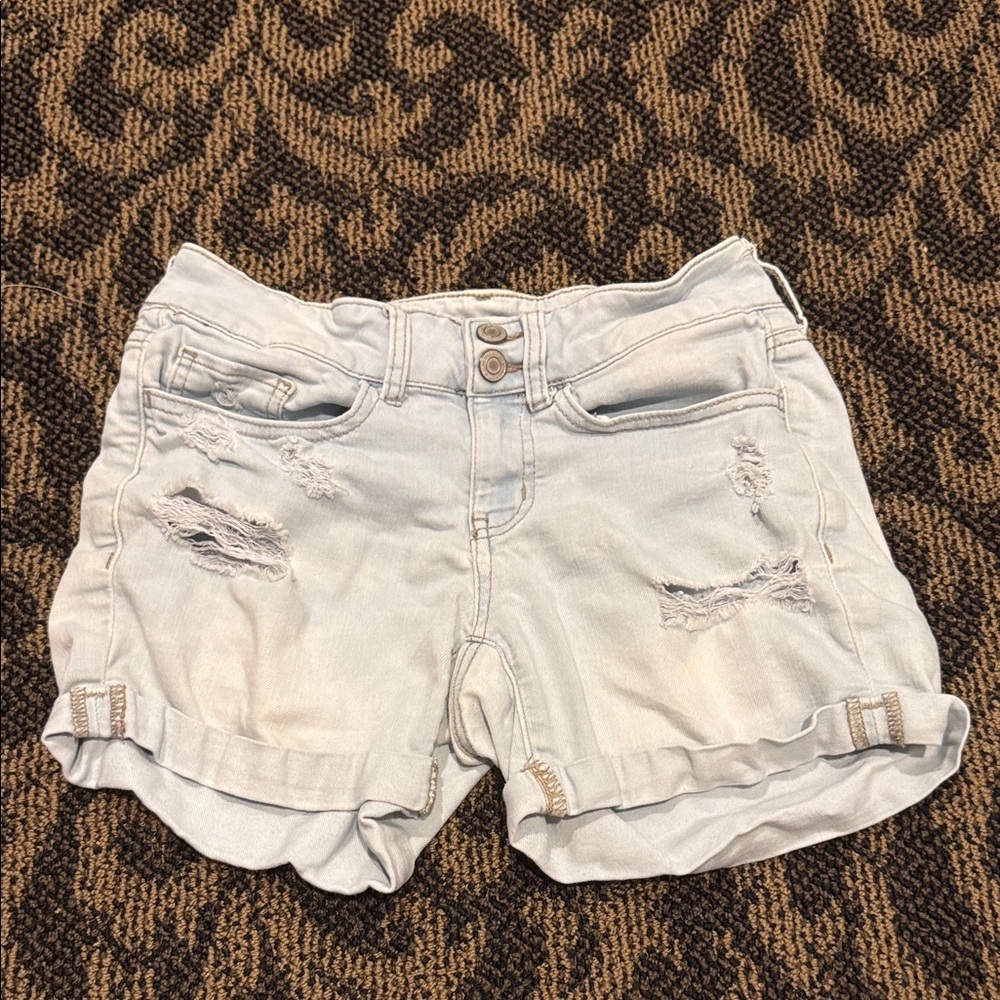 SO Light Blue Distressed Jean Shorts